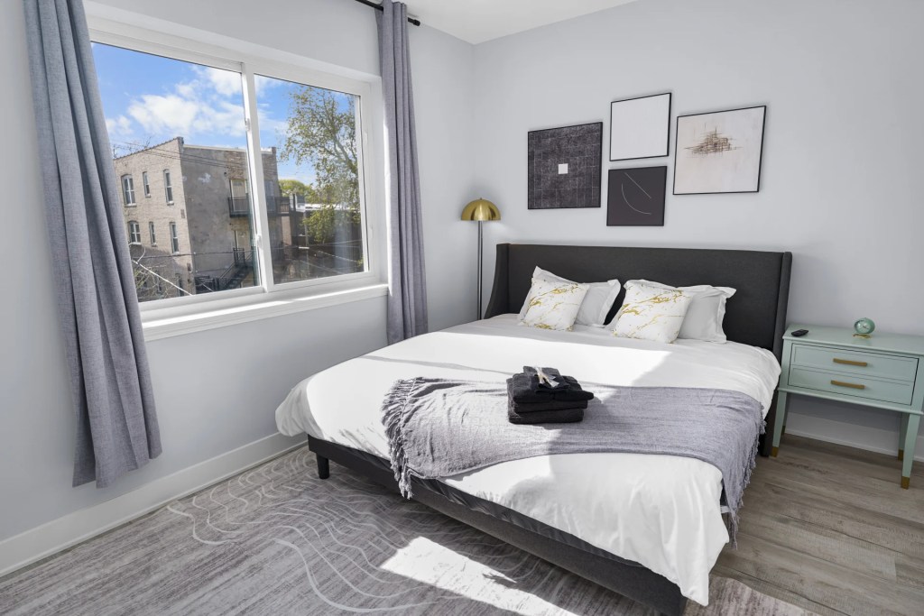 bedroom in light tones